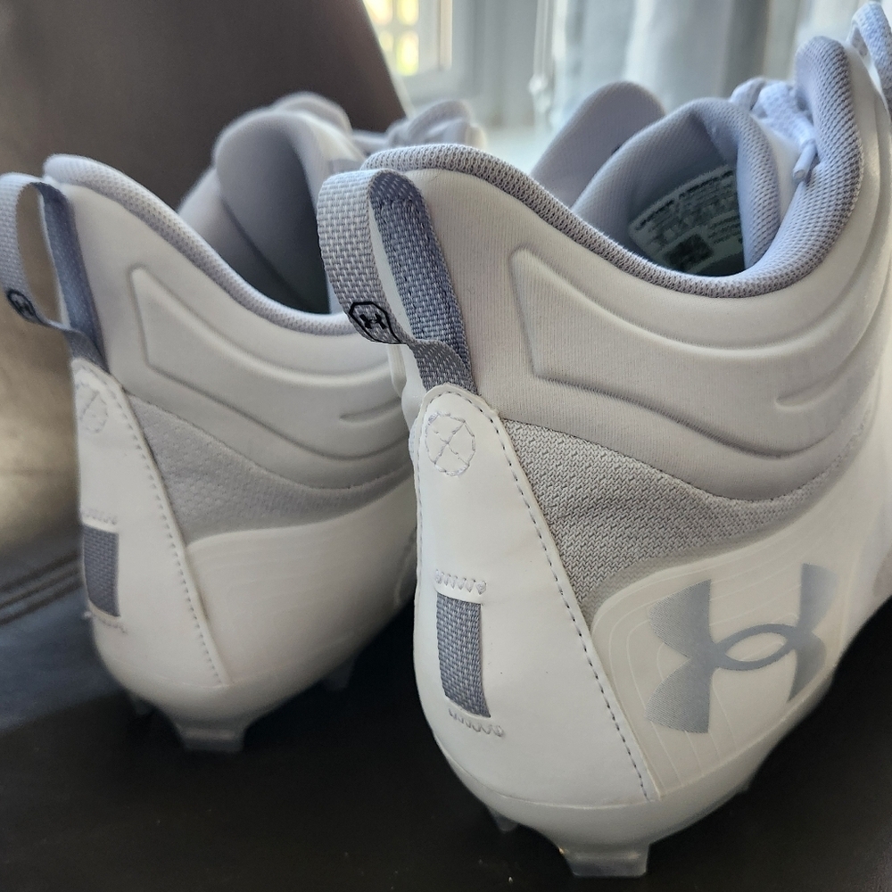 New Under Armour Command MC Mid UA Lacrosse Cleats White Mens 15 - Picture 4 of 7